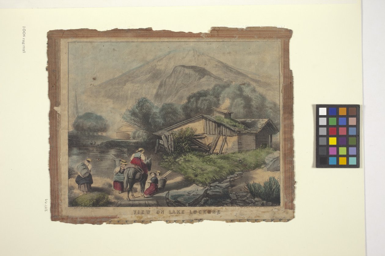 Kilátás a Luzerni-tóra (kézzel színezett litográfia) alkotó: Unknown artist