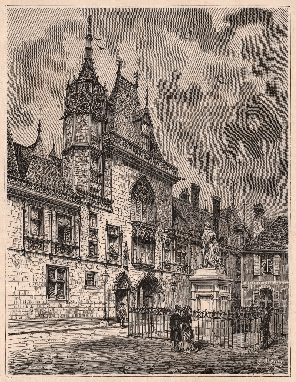 Kilátás a Palais Jacques Coeur utcájáról Bourges-ban, Franciaországban alkotó: Unknown