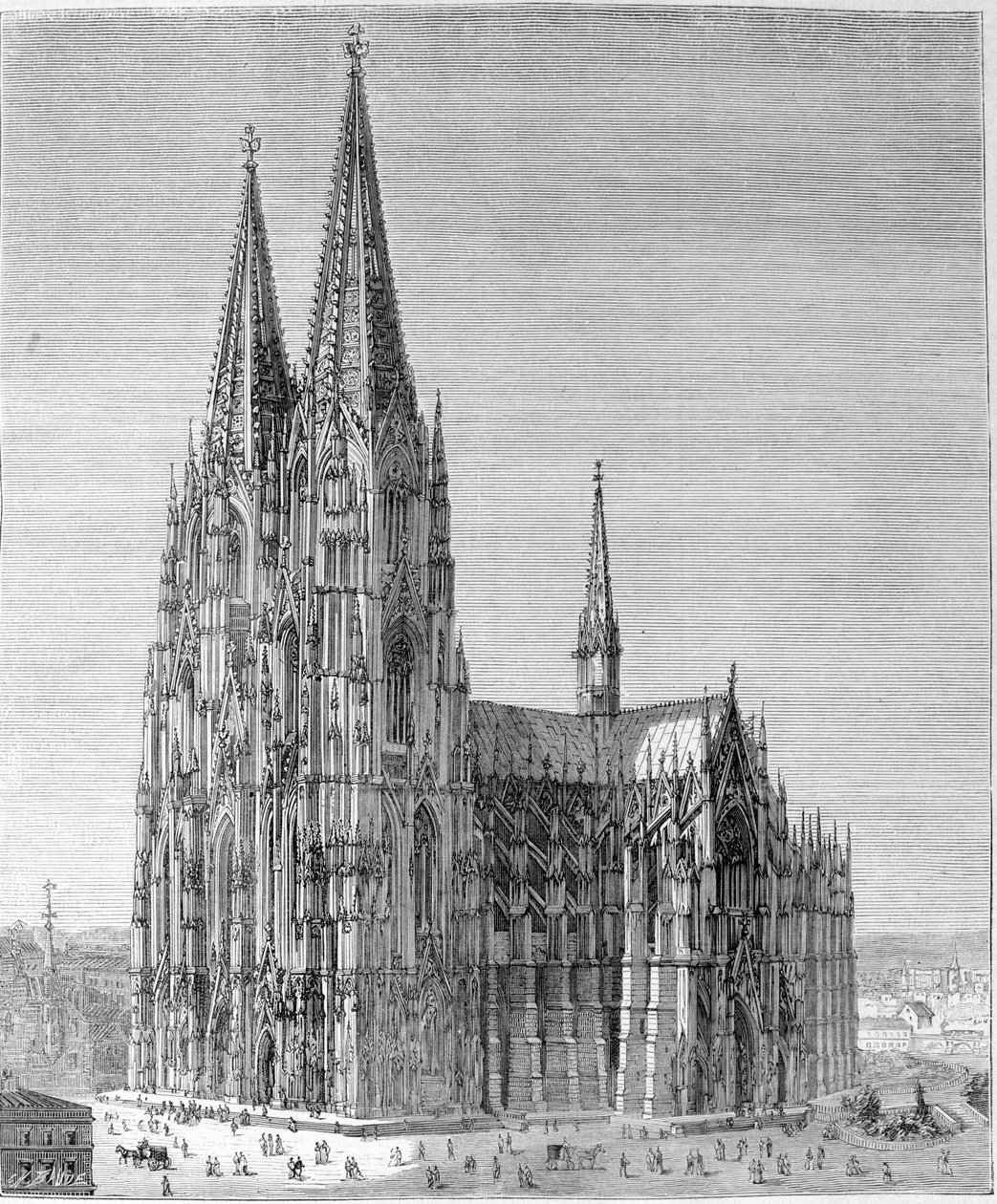 Kilátás a kölni dómra. 19. századi metszet. alkotó: Unknown artist