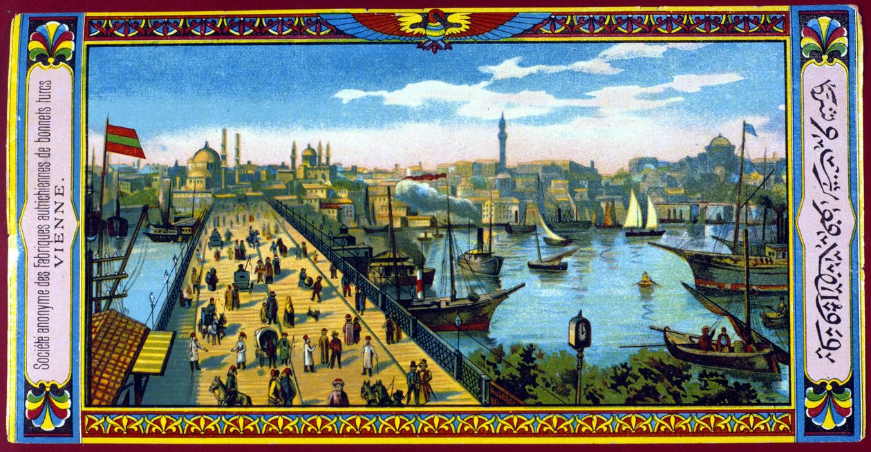Kilátás a Galata-hídra, Konstantinápoly, Törökország. 19. század vége. alkotó: Unknown artist