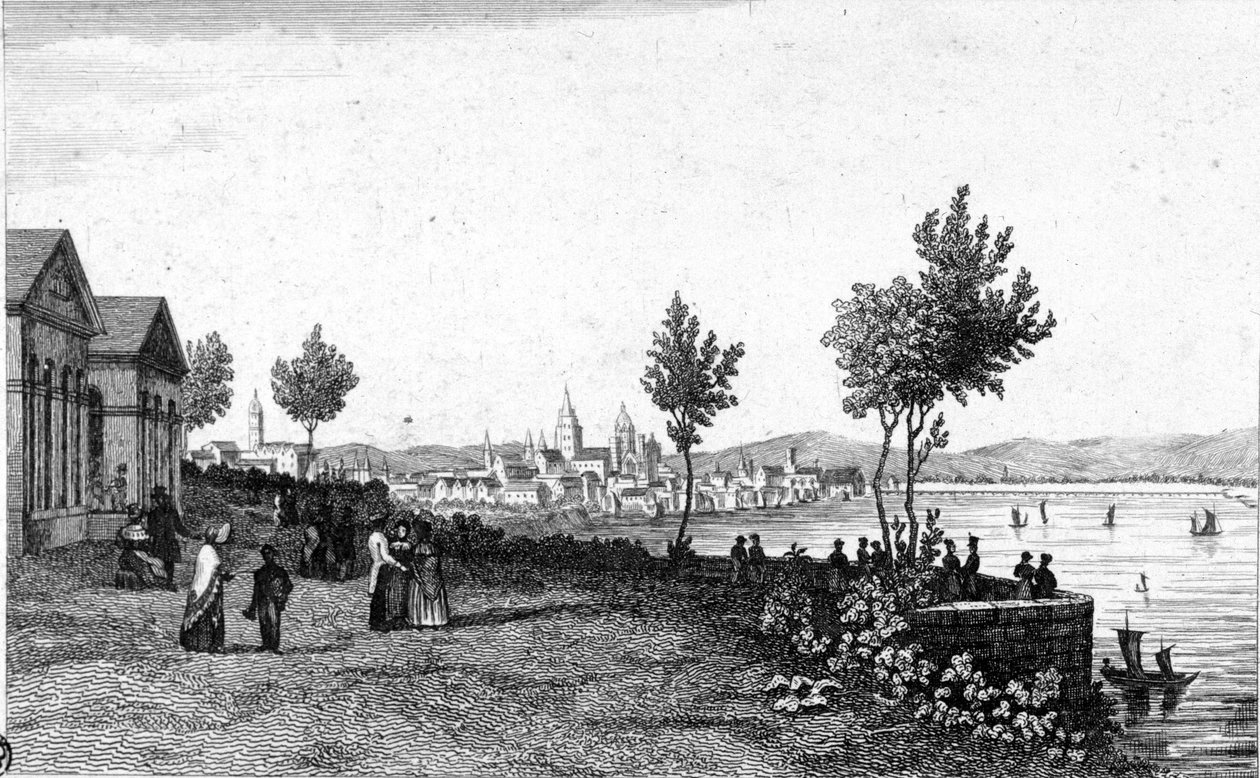 Kilátás a németországi Mainzról és a Rajnáról 1830 körül. alkotó: Unknown artist