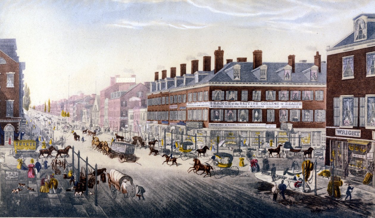 Kilátás New Yorkról: Broadway. Metszet 1840-ből. alkotó: Unknown artist