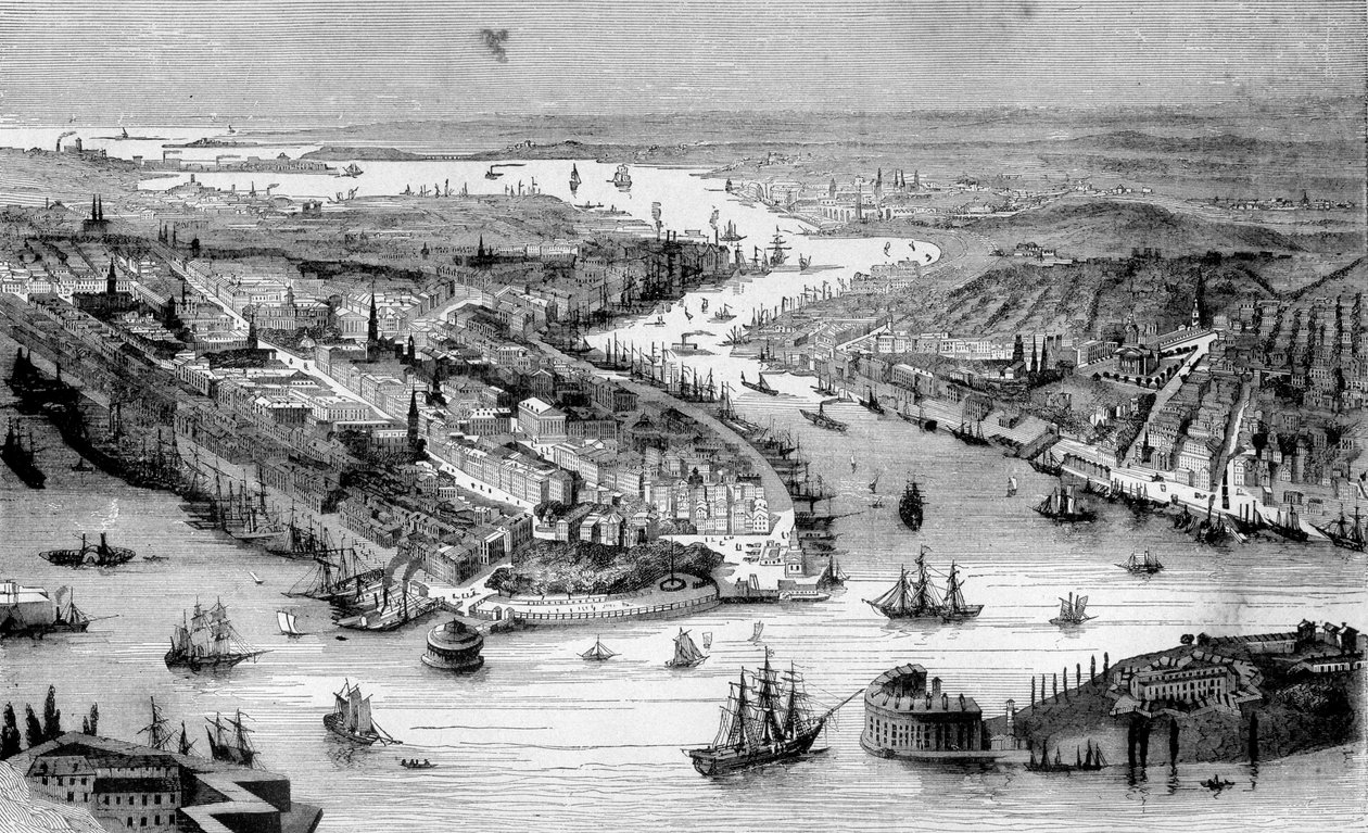 New York látképe 1840 körül. alkotó: Unknown artist