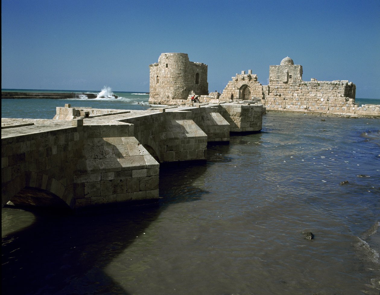 Kilátás az 1227-ben épült Sidon-tengeri várra alkotó: Unknown artist
