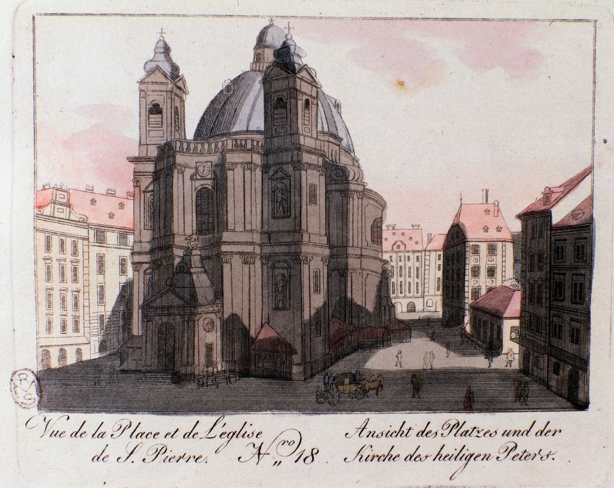 Kilátás a Szent Péter-templom térre, Bécsben, Ausztriában. alkotó: Unknown artist