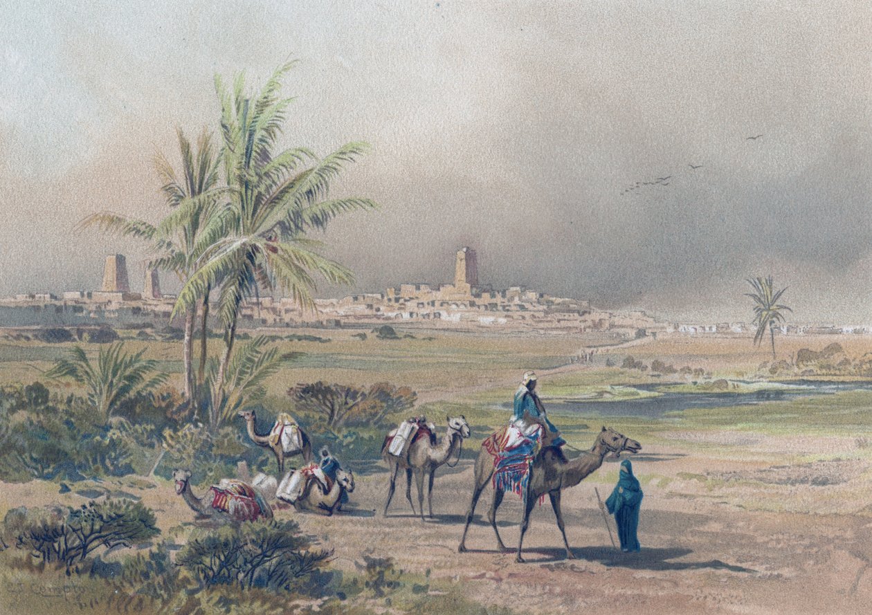 Timbuctoo (Timbuktu) látképe a mai Maliban, 1850 körül (nyomat) alkotó: Unknown artist