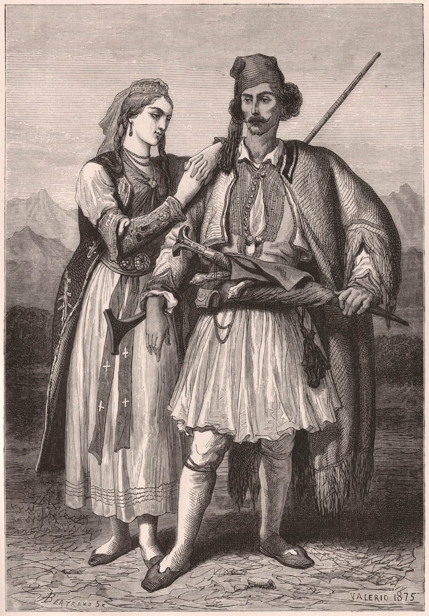 Kilátás egy pár albán népviseletben a XIX alkotó: Unknown