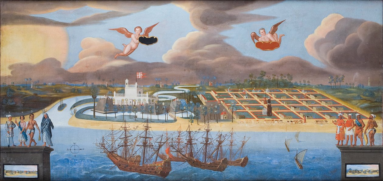 Kilátás az indiai Tranquebar dán gyarmatról, 1658 körül (olaj, vászon) alkotó: Unknown artist