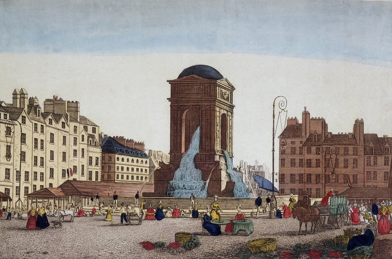 Kilátás az ártatlanok piacára és a szökőkútra - metszet alkotó: Unknown artist