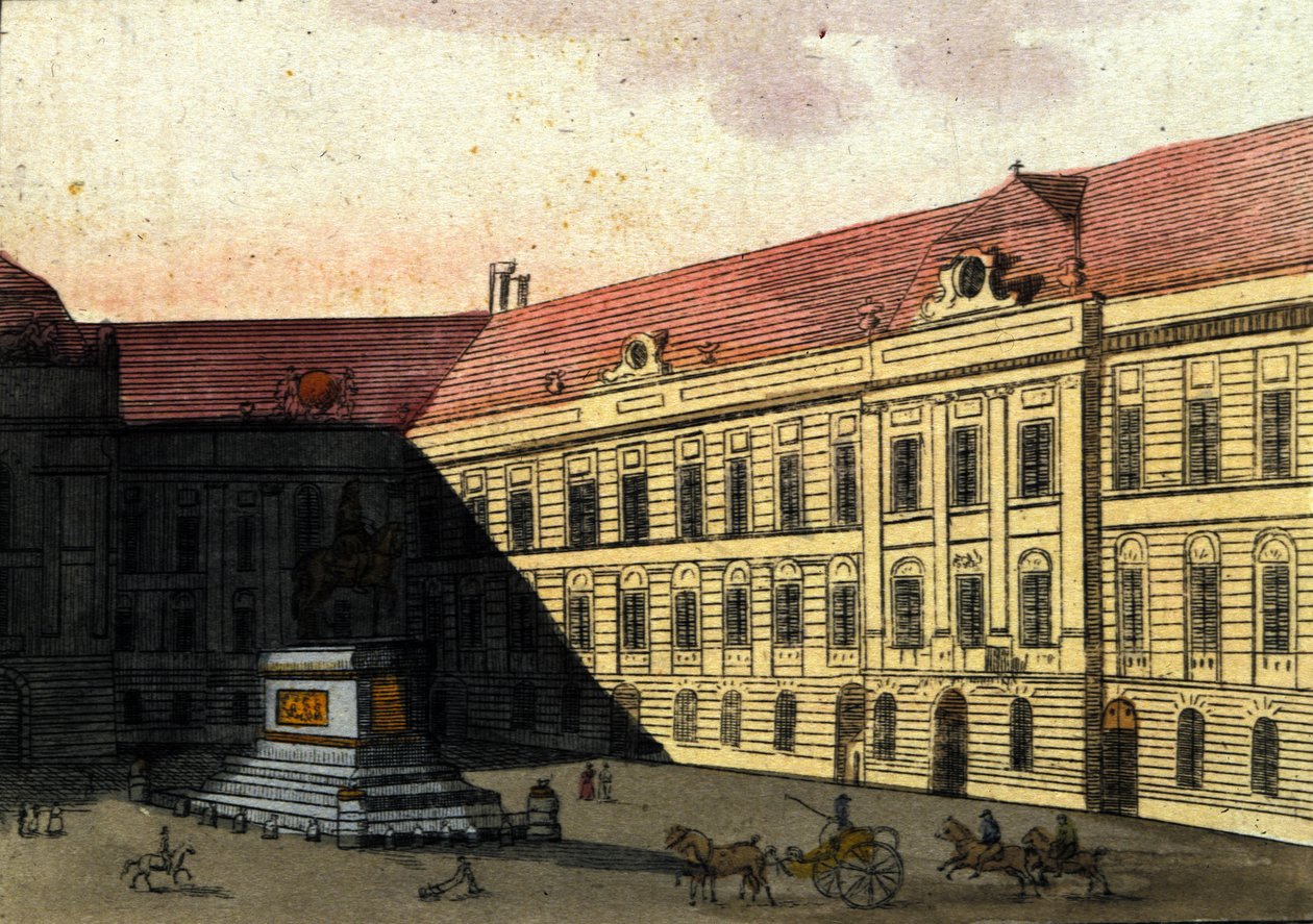 Kilátás a Josephplatz-ra (Joseph platz) Bécsben, Ausztriában. Metszet 1820-ból alkotó: Unknown artist