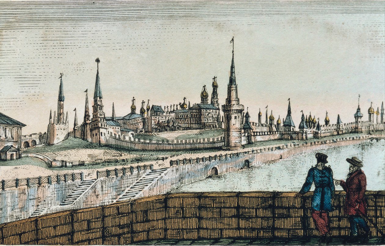 Kilátás a Kremlre Moszkvában, Edouard de Montule „Utazásai” című filmből alkotó: Unknown artist