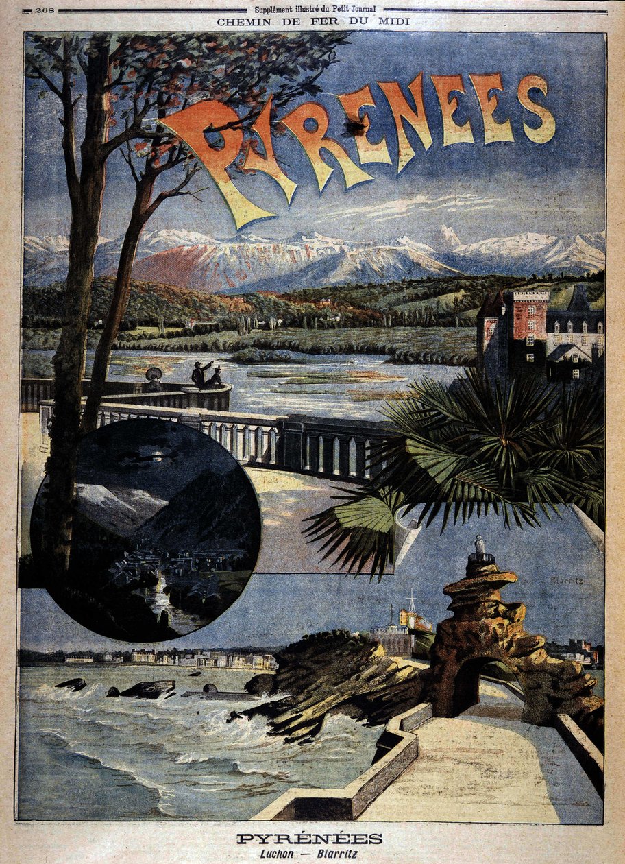 Kilátás a Pireneusokra: Luchon és Biarritz, "" Le Petite Journal"", 19. század vége alkotó: Unknown artist
