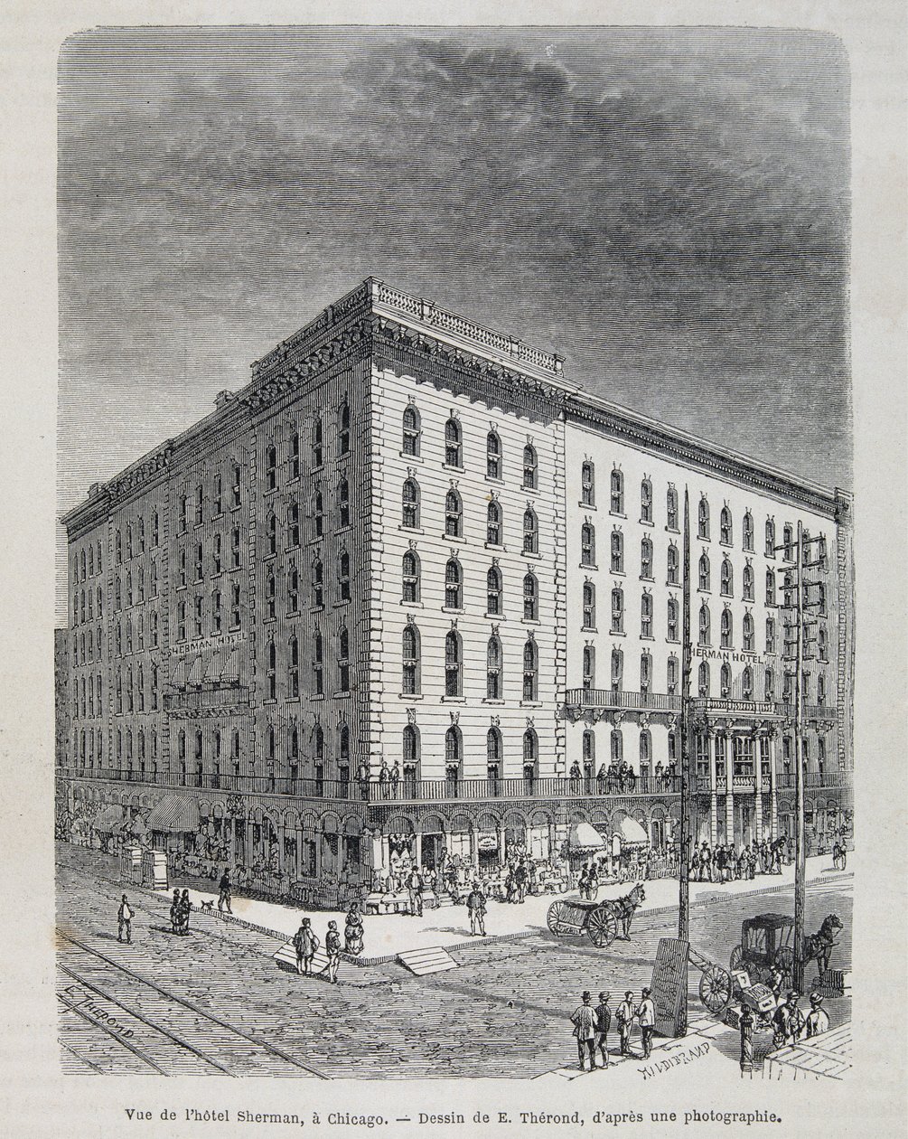 Kilátás a Sherman Hotelre Chicagóban - a „” Le tour du monde”-ban” alkotó: Unknown artist