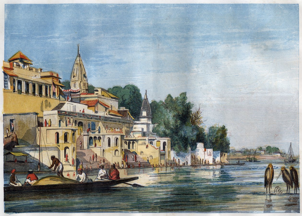 Kilátás a Sutti Chowra Ghatra a Gangesznél, Cawnpore-ban (Kanpur), India 1857-ben. alkotó: Unknown artist