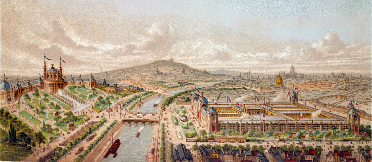 Kilátás az 1878-as párizsi egyetemes kiállításra Metszet a 19. századi Párizsról, B.N. alkotó: Unknown artist