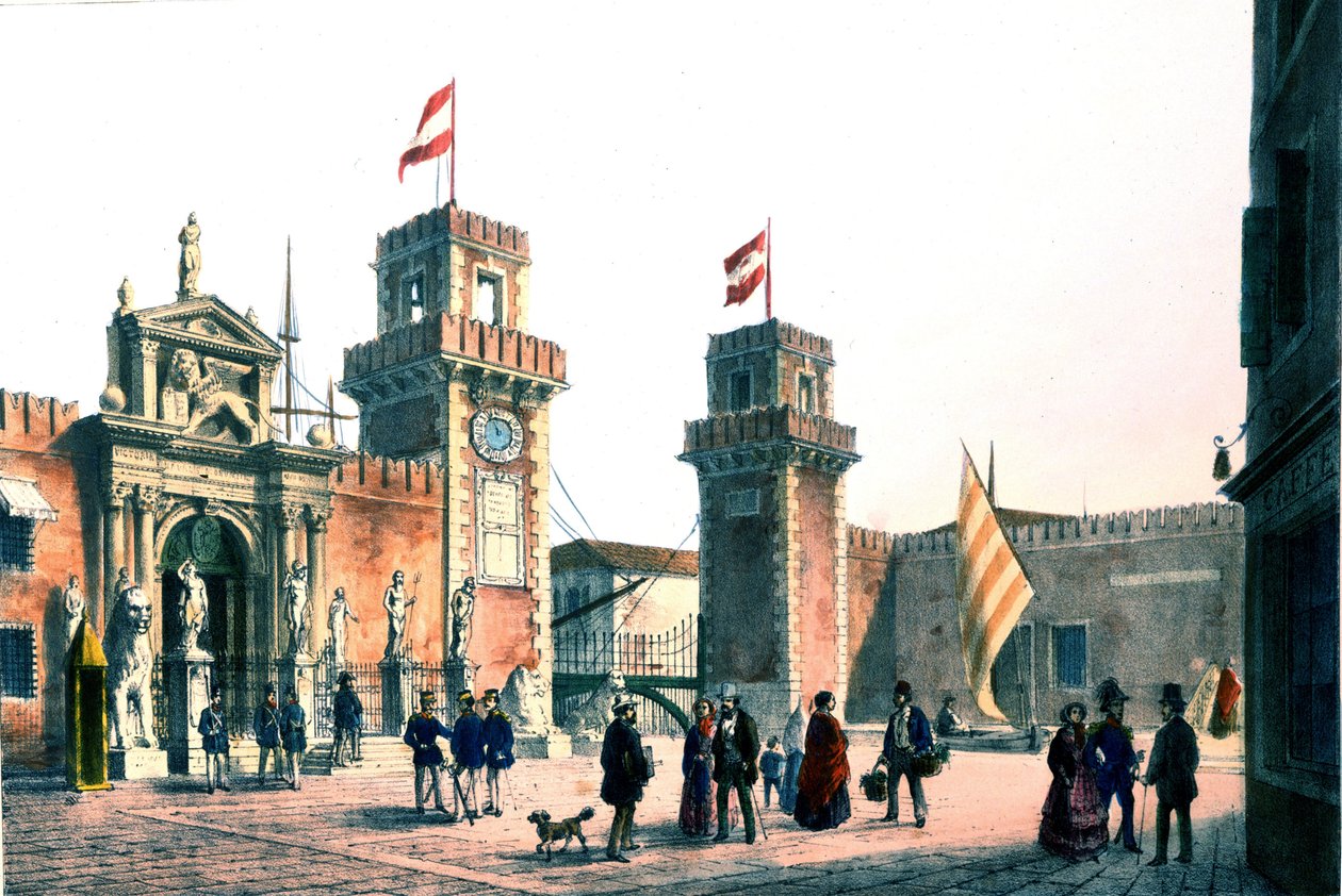 Kilátás a Velencei Arzenálra a XIX. alkotó: Unknown artist