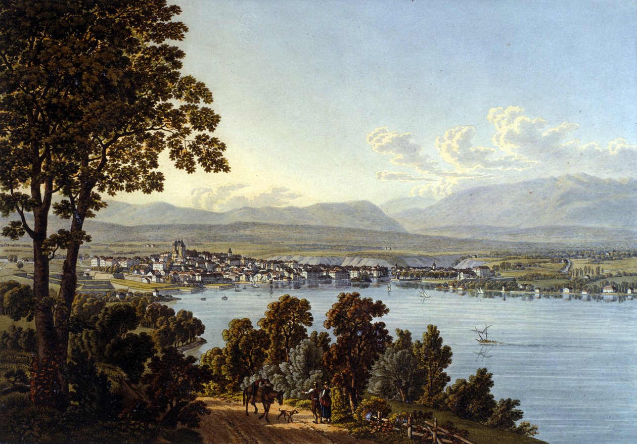 Kilátás Genf városára, Svájcban. alkotó: Unknown artist