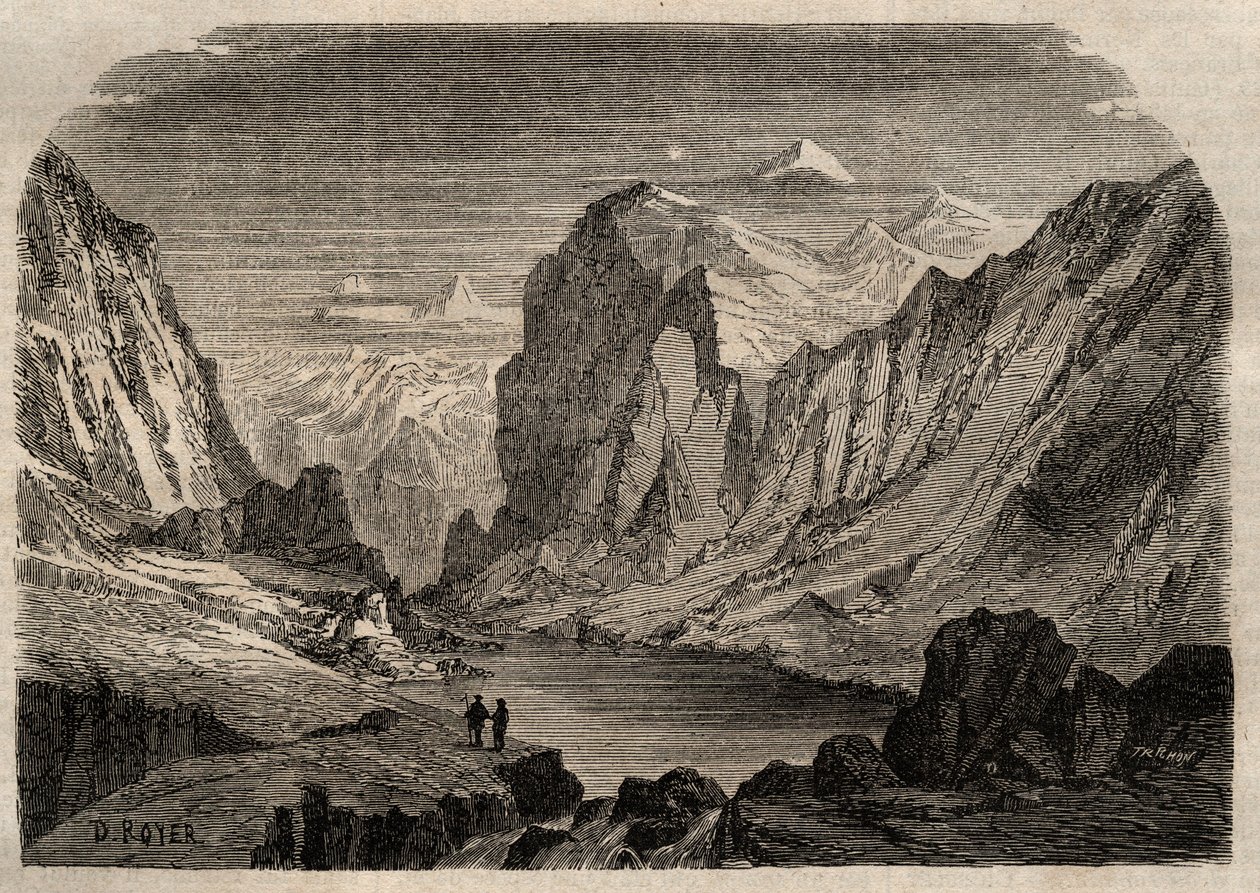 századi svájci Davos országának látványa - Joseph Decembre és Edmond Allonier „” Dictionnaire populaire illustrious” metszet - 1864 - alkotó: Unknown artist