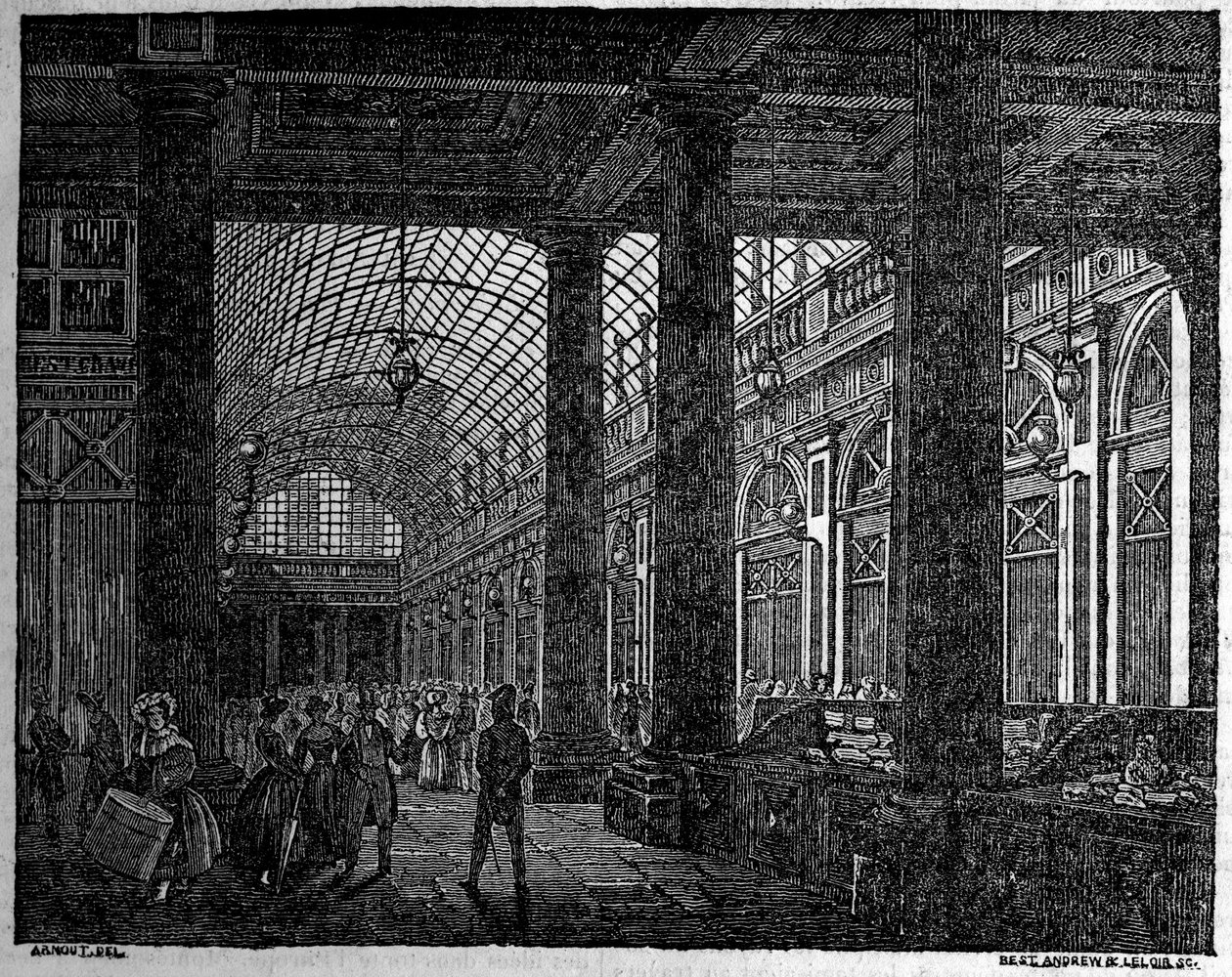 Kilátás az Orléans-i galériára a Palais Royal de Parisban 1835-ben. alkotó: Unknown artist