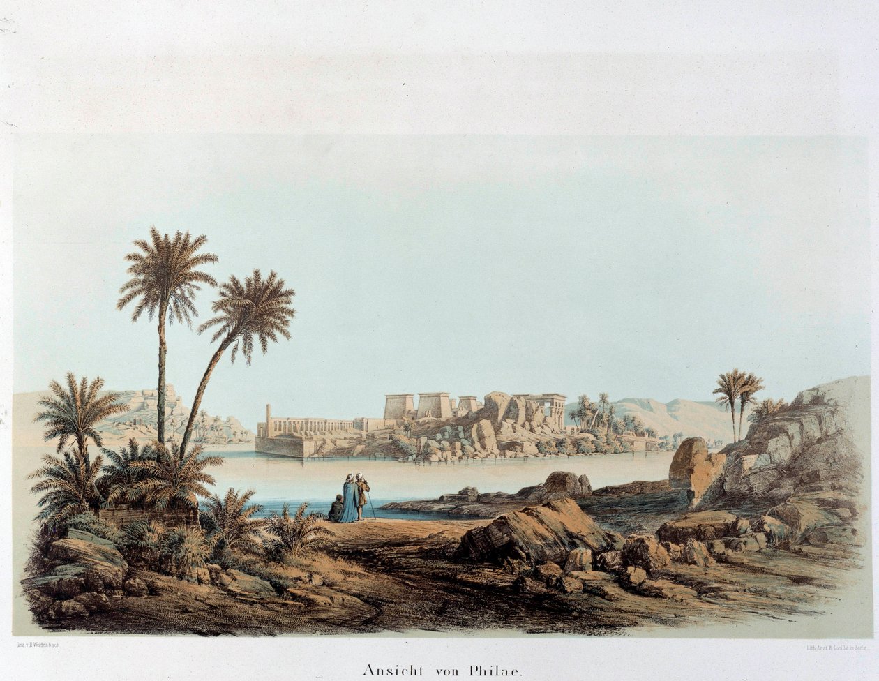 Kilátás az egyiptomi Philae szigetére. 19. századi Párizs, College of France alkotó: Unknown artist