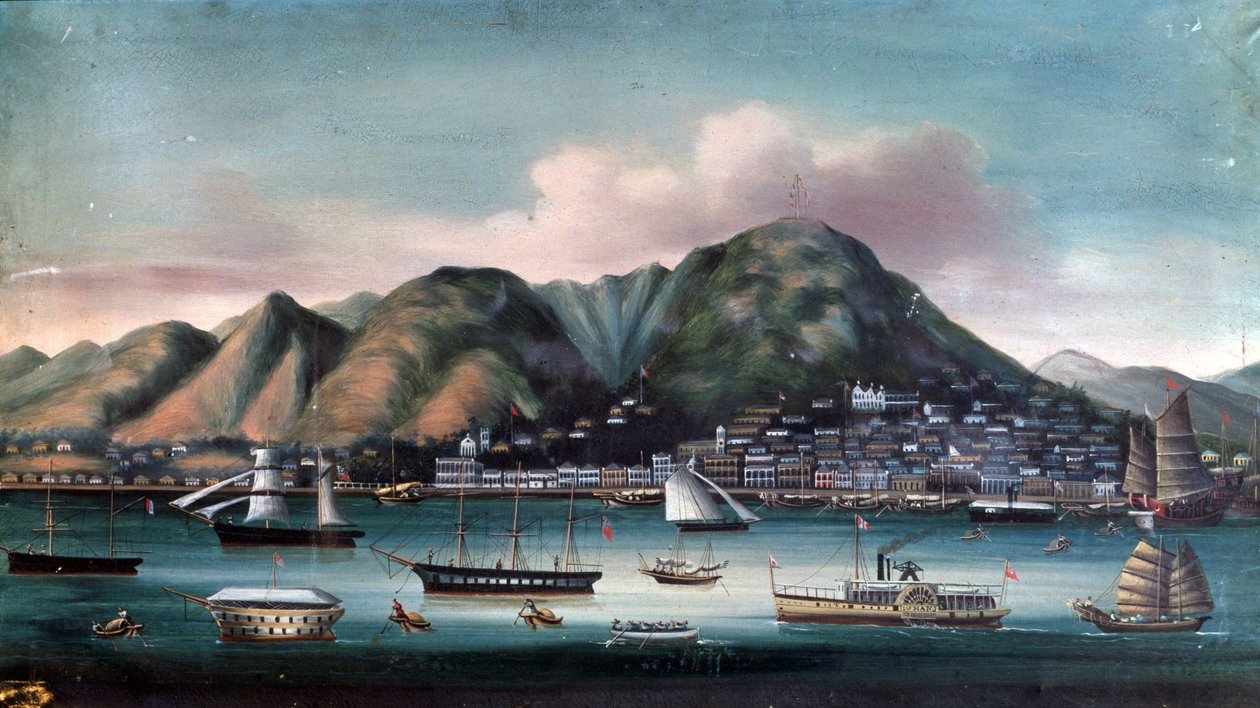 Kilátás Hongkong kikötőjére (vitorlás és vízibicikli) alkotó: Unknown artist