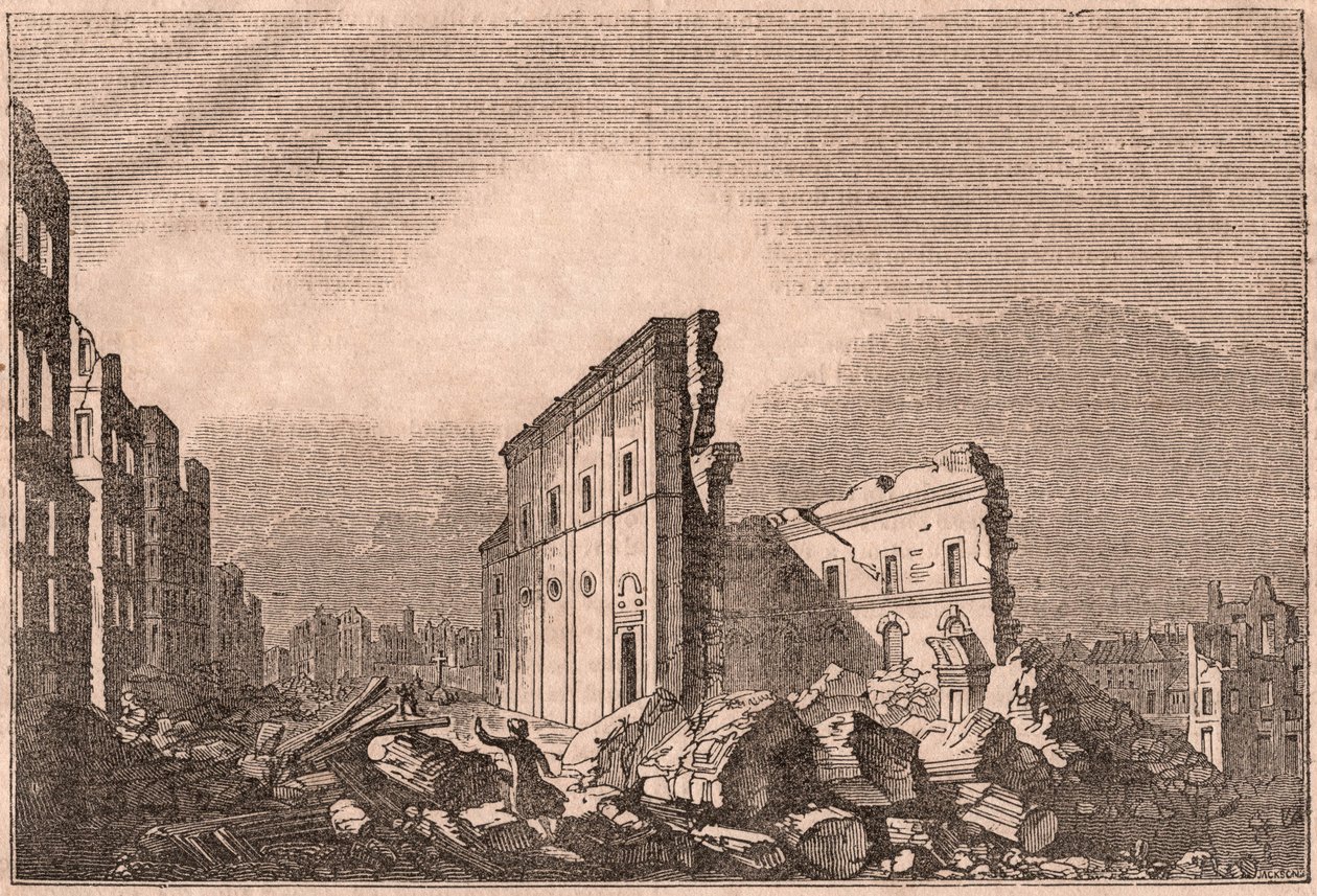 Kilátás Szent Pál romjaira, az 1755-ös földrengés után, Lisszabon, Portugália alkotó: Unknown