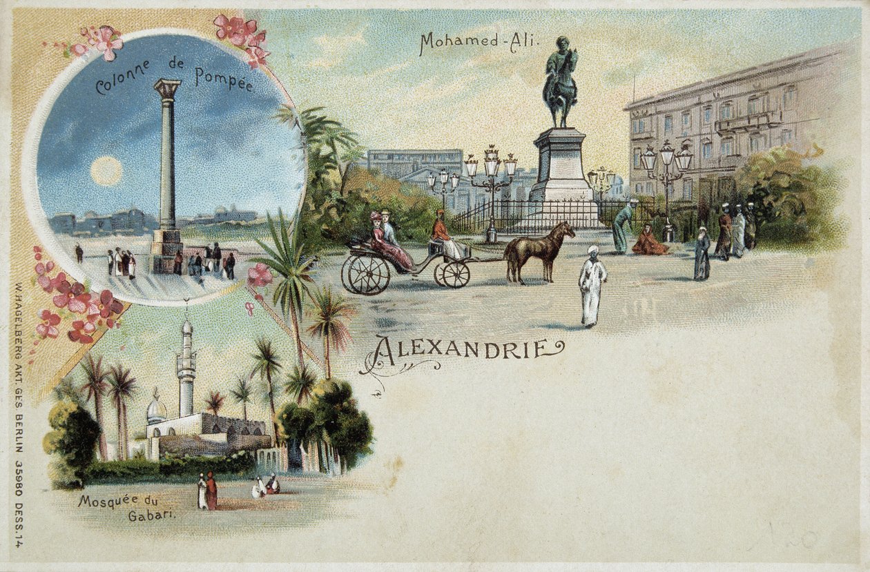 Alexandria kilátásai - képeslap, 19. század vége alkotó: Unknown artist