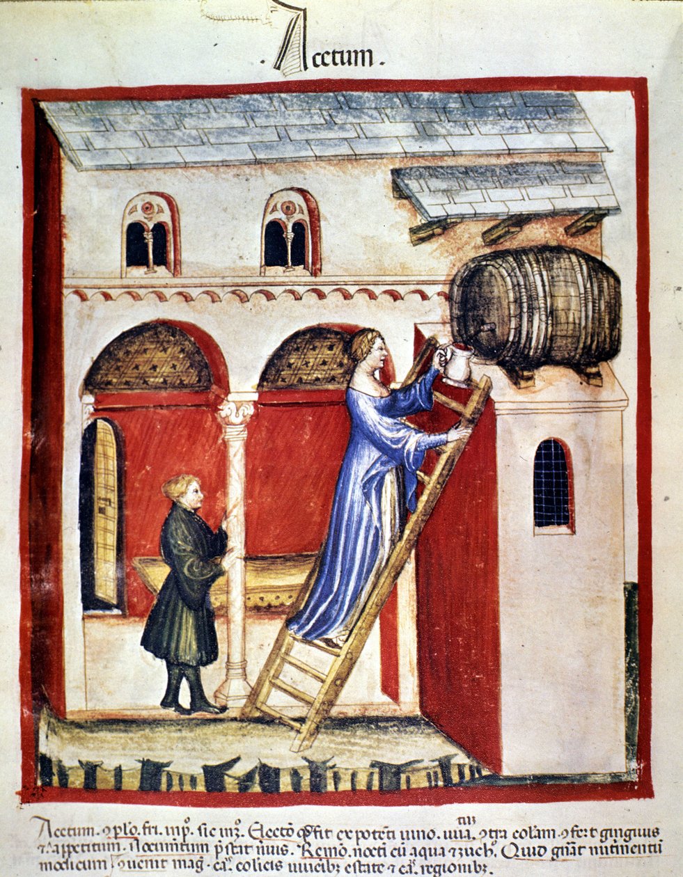 Ecet előállítás. Megvilágítás az orvostudomány és a dietetika fejéséből "" Tacuinum sanitatis"" alkotó: Unknown artist