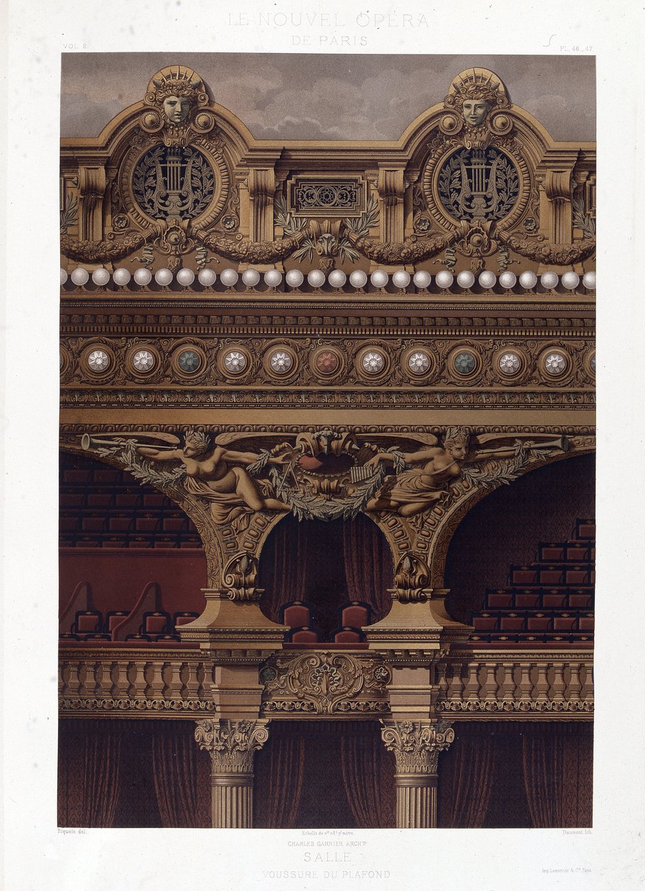 Az Opera Garnier mennyezetének ékessége - kromolitográfiája, 19. század vége alkotó: Unknown artist