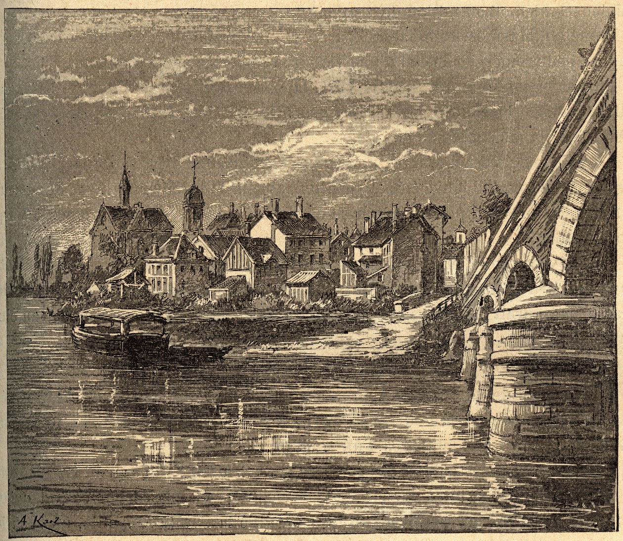 Vouziers - Ardennek - Franciaország - metszet "" PATRIE" - PECTUREQUIREQUE FRANCIAORSZÁG LEÍRÁSA 6 KÖTETÉSBEN LUCIEN HUARD - 19. század vége alkotó: Unknown artist