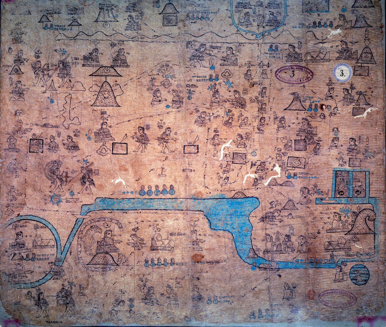 Háború a Yacanex által vezetett északi népek ellen; Chiconquauthli, Acolhua Xolotl főnökének halála, amely Nopaltzin, Achitometl, Colhuacan királya lett. A Chichimeque nemzet térképe Amacui Xolotl császártól Nezahualcoyotlig (963-142) alkotó: Unknown artist