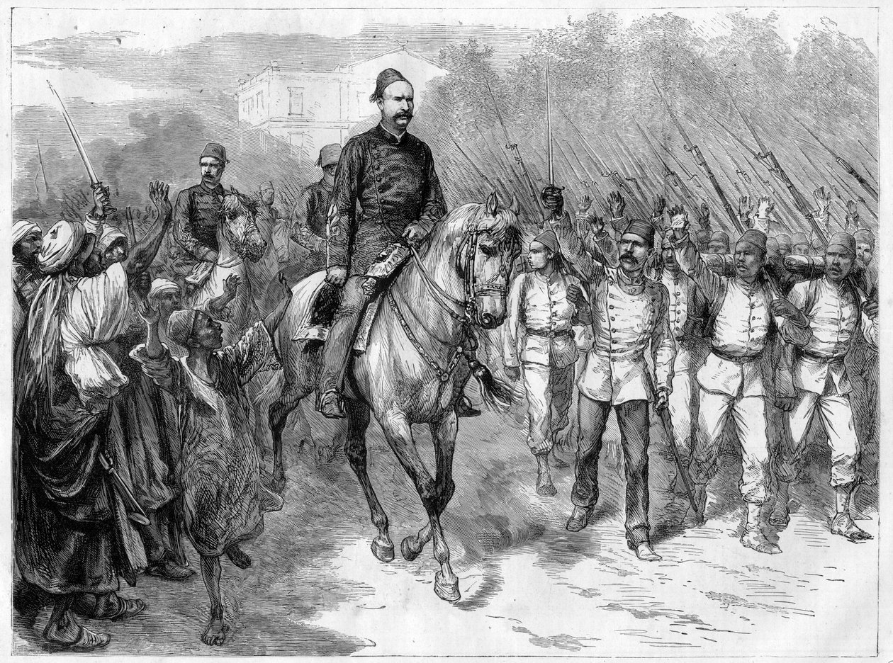 Háború Egyiptomban – Arabi pasa követei katonákat toboroztak a törzsek között a britek elleni harcra – Arabi pasa (Orabi pasa, Ahmed Urabi) (1841-1911), és csapatai 1882-ben alkotó: Unknown artist