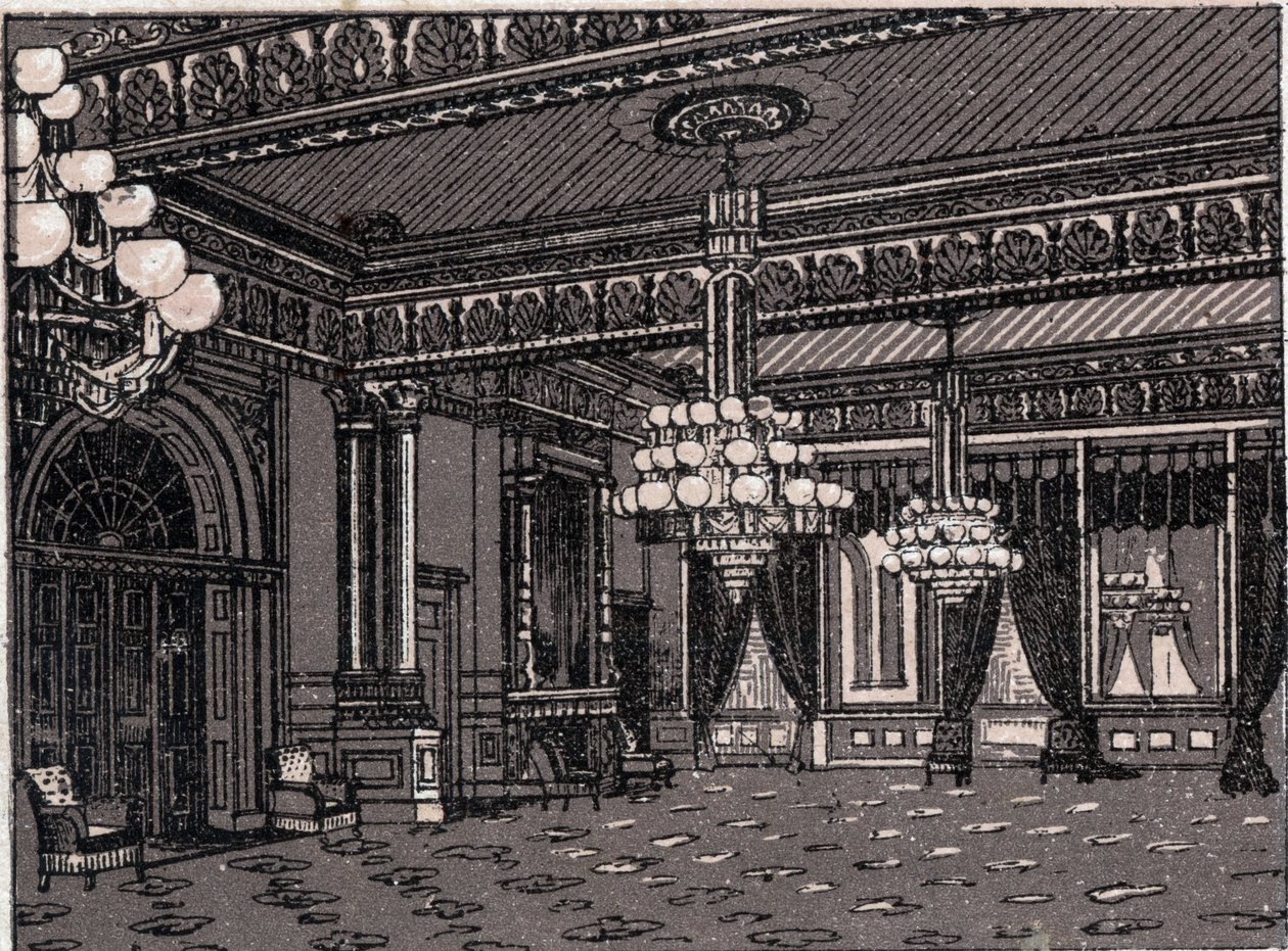 Washington, Egyesült Államok: kilátás az East Room-ra, Fehér Ház. in "" A világ 168 nézetet szemléltet"" Keltezés nélküli (19. század vége) alkotó: Unknown artist
