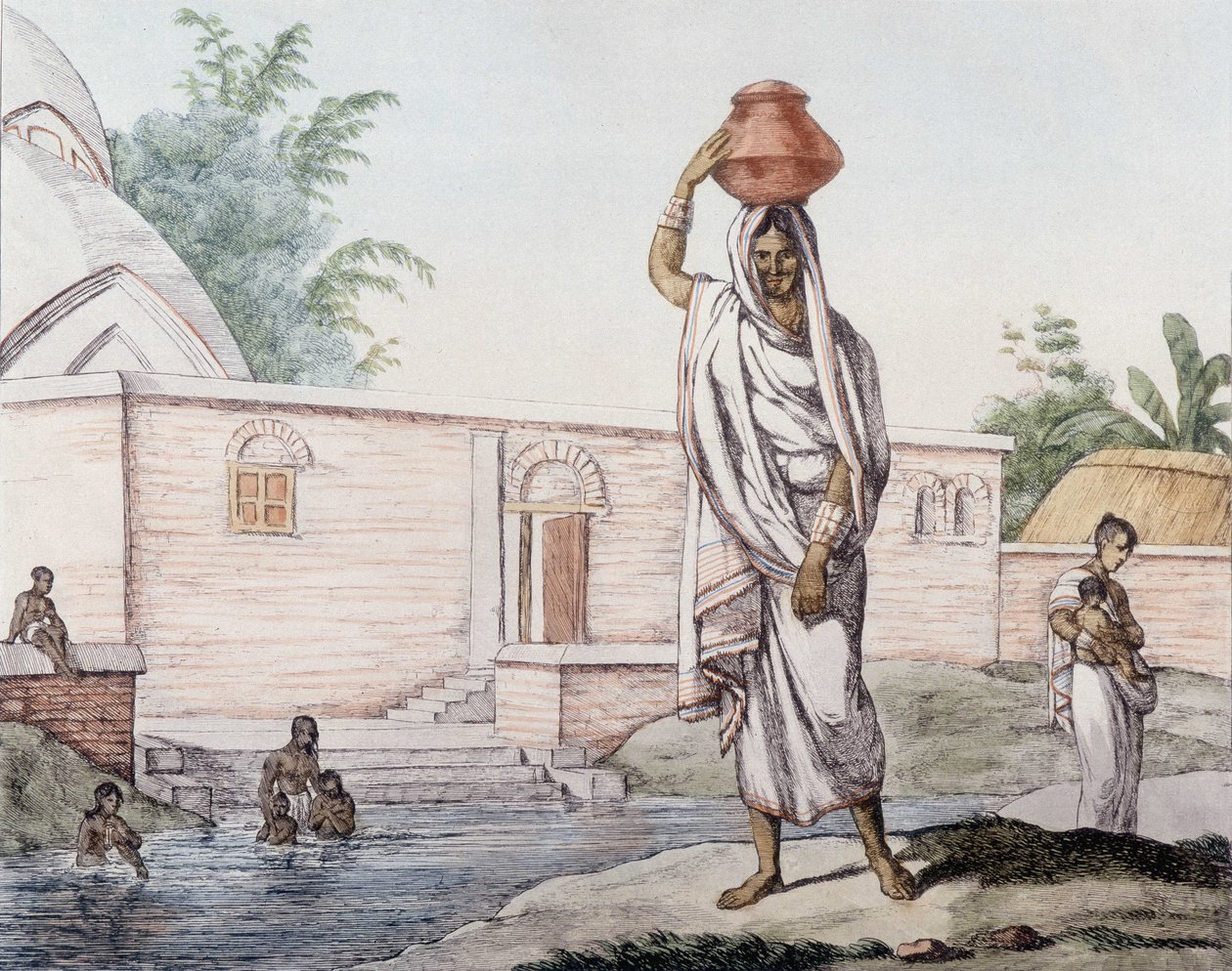 Vízszállító a Hooghly (indiai folyó) közelében Kalkuttában (vagy Kolkatában), Indiában. alkotó: Unknown artist