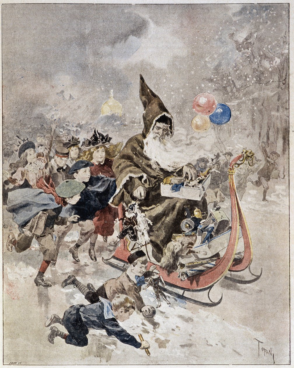 Mikulást ábrázoló akvarell. „Az illusztrált világ”. 1895.12.21. alkotó: Unknown artist