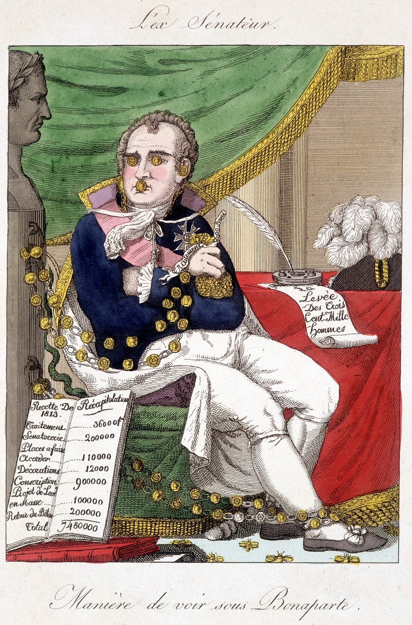 Nézetmód Bonaparte alatt: katonai kiadások – karikatúra alkotó: Unknown artist