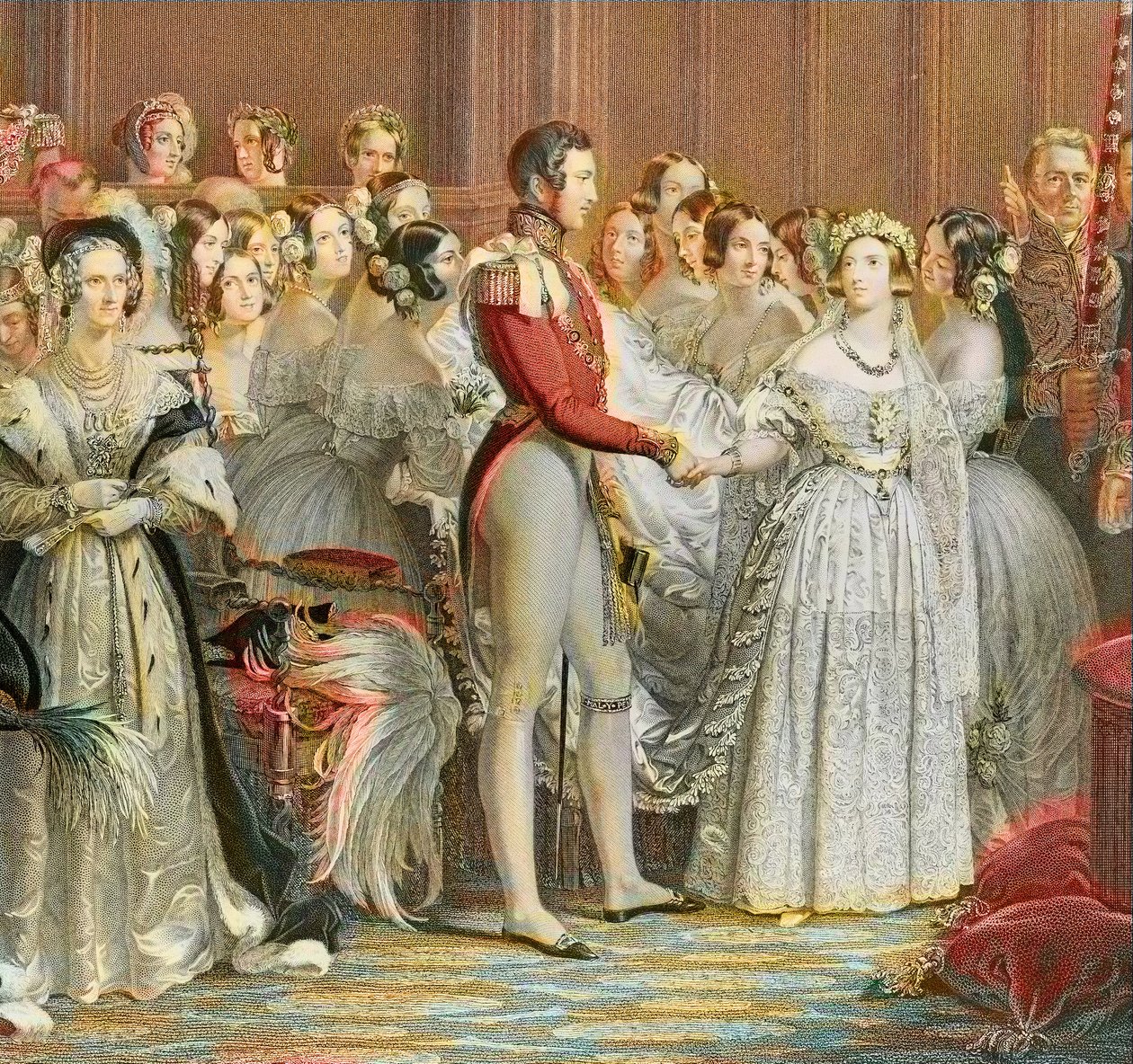 Viktória királynő esküvője Albert szász Cobourg Gotha herceggel a londoni Szent Jakab-palotában 1840. február 10-én (metszet) alkotó: Unknown artist