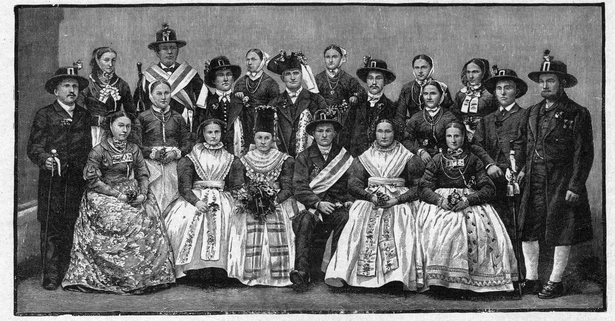 Wendic esküvői parti (Wends) - metszet 1897 - Wendes (Kelet-Németországban élő szlávok) alkotó: Unknown artist