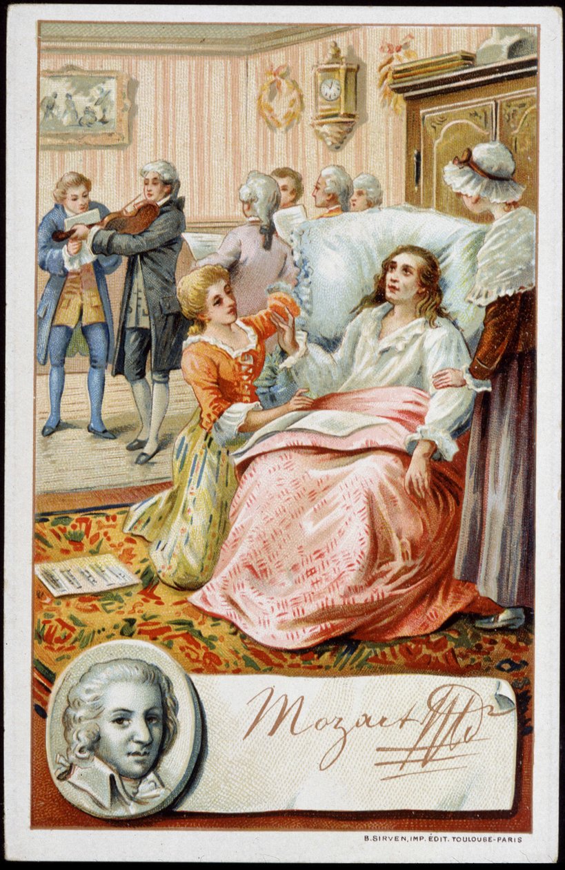Wolfgang Amadeus Mozart (1756-1791) élete utolsó napjaiban. századi kromolitográfiája alkotó: Unknown artist
