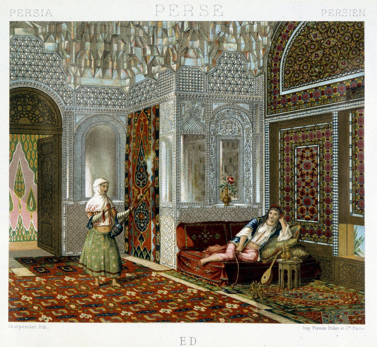 Nők egy nappaliban Perzsiában - Racinet „" A történelmi jelmez" -ben alkotó: Unknown artist