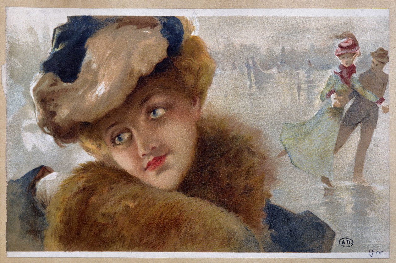 Nők a jégpályán - chromo alkotó: Unknown Artist
