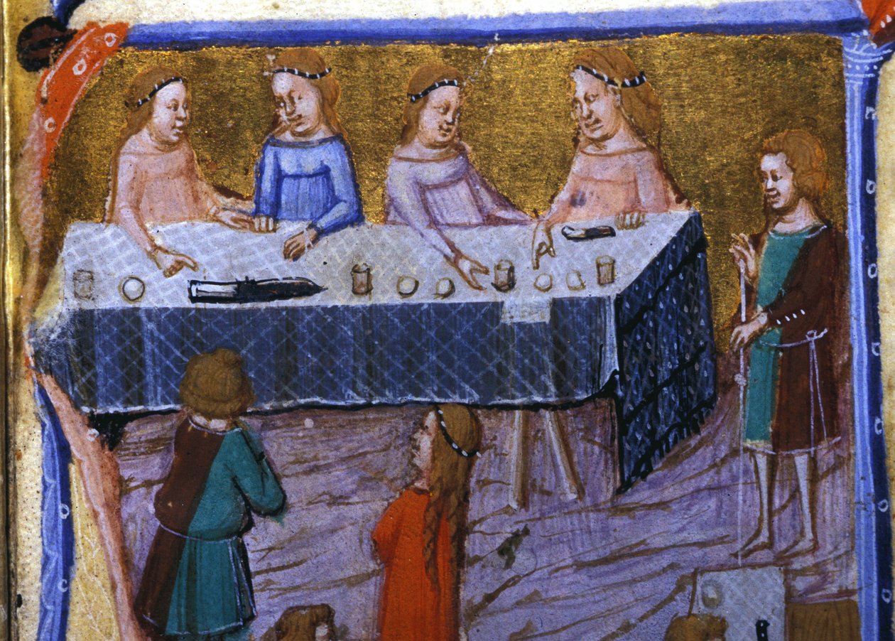 Női bankett. Miniatűr egy 13. századi kéziratból. alkotó: Unknown artist
