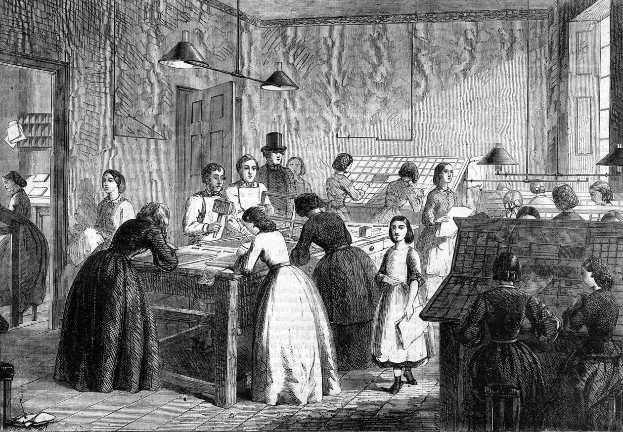 Tipográfusok női műhelye Párizsban 1865-ben alkotó: Unknown artist