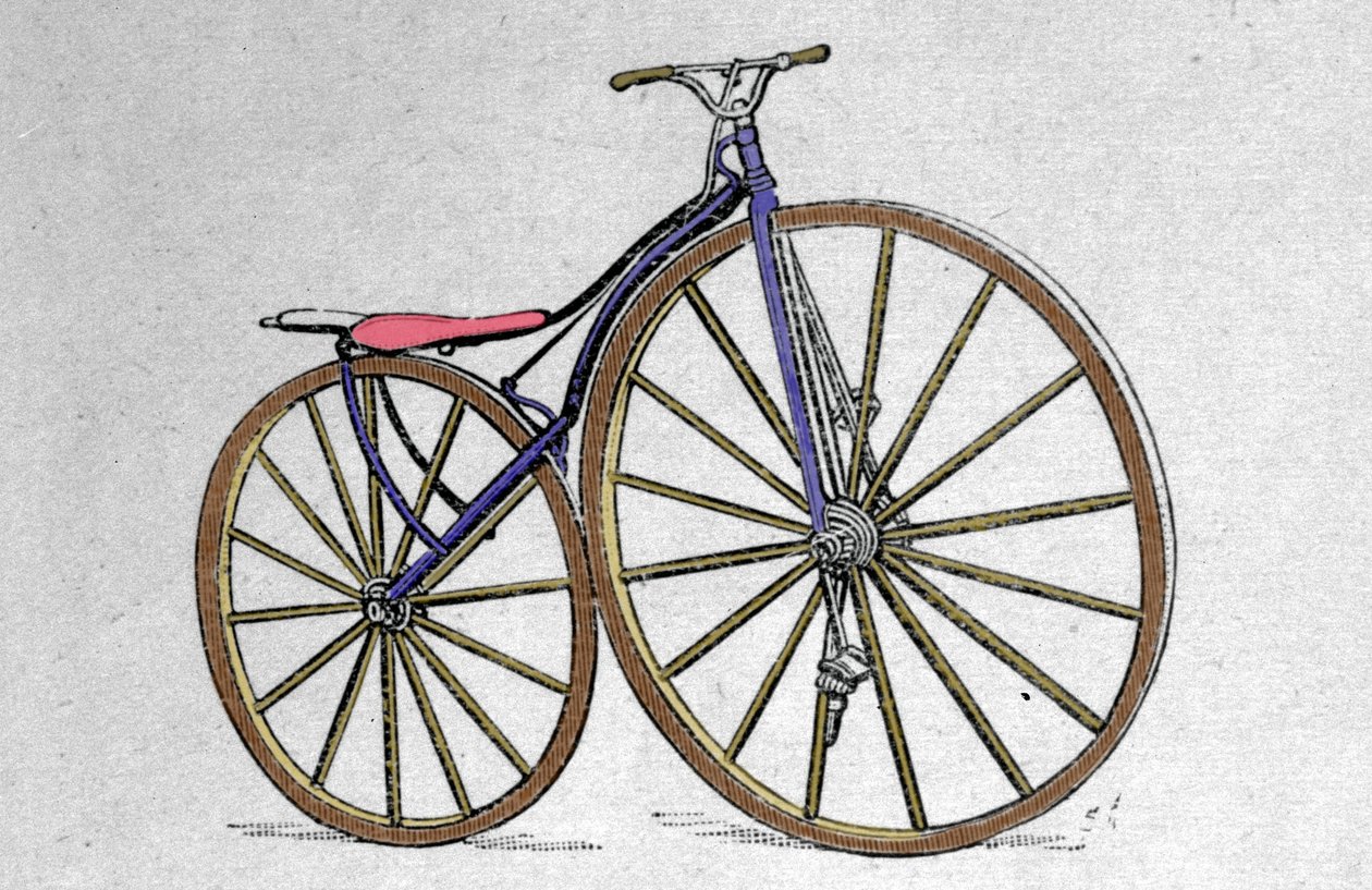 Fa velocipéd modell. Pierre Michaux feltalálta a pedált az 1860-as évek elején. alkotó: Unknown artist