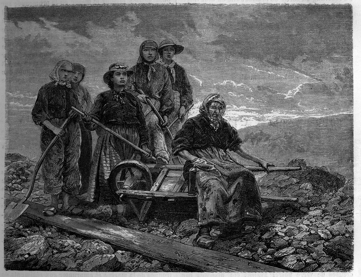 Munkások Creusot, Saone és Loire bányáiban (71). Metszet a „The Journal of Youth”-ban alkotó: Unknown artist
