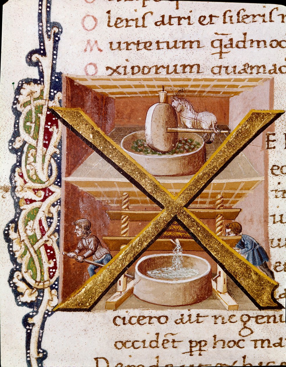 Olajmalomban dolgozik (miniatűr alkotó: Unknown artist