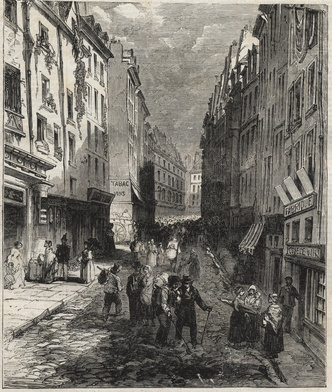 A rue de la Montagne Sainte-Genevieve (Sainte Genevieve) munkái Párizs 5. kerületében 1858-ban. alkotó: Unknown artist