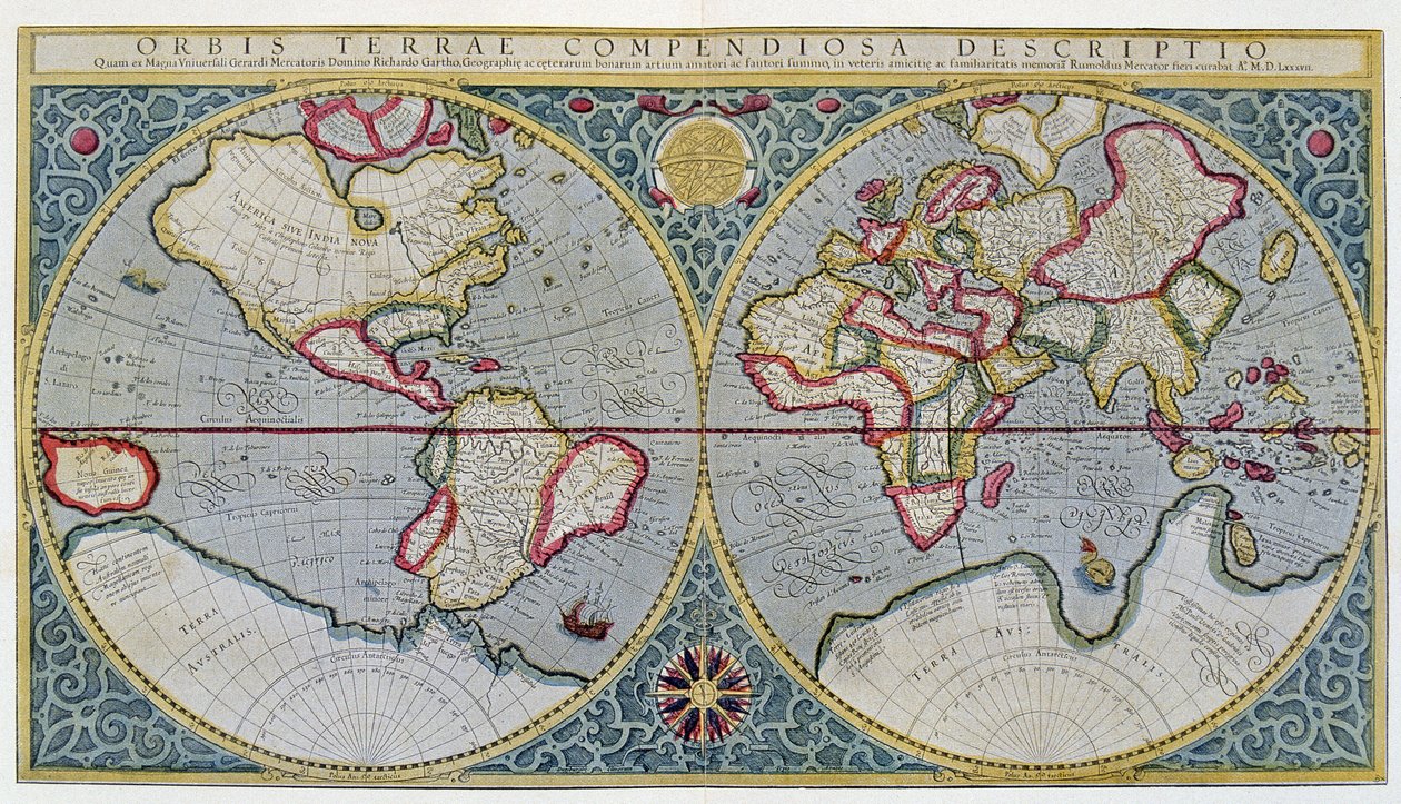 Mercator világtérképe (1587) – „Gerardus Mercator atlasza” után alkotó: Unknown artist