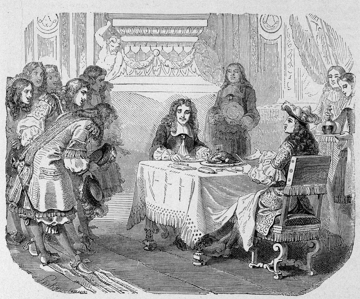 Látják, uraim, mondta a király, hogy Moliere-t eszem: XIV. Lajos és Moliere-étterem - Párizsban az évszázadok során. alkotó: Unknown artist