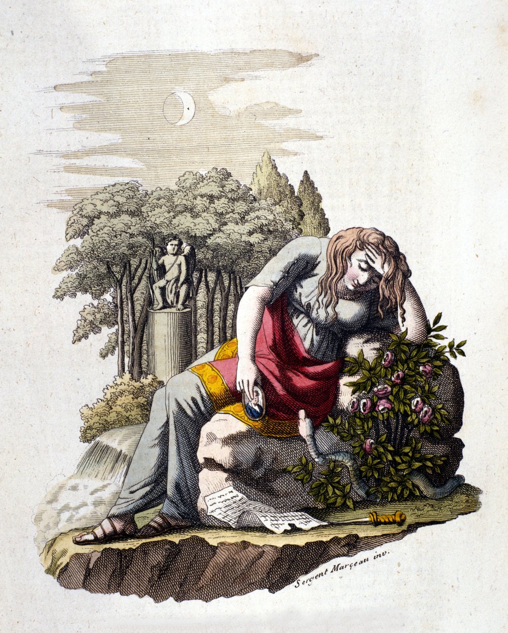 Fiatal lány sír, miután elolvasott egy levelet a szeretőjétől. alkotó: Unknown artist